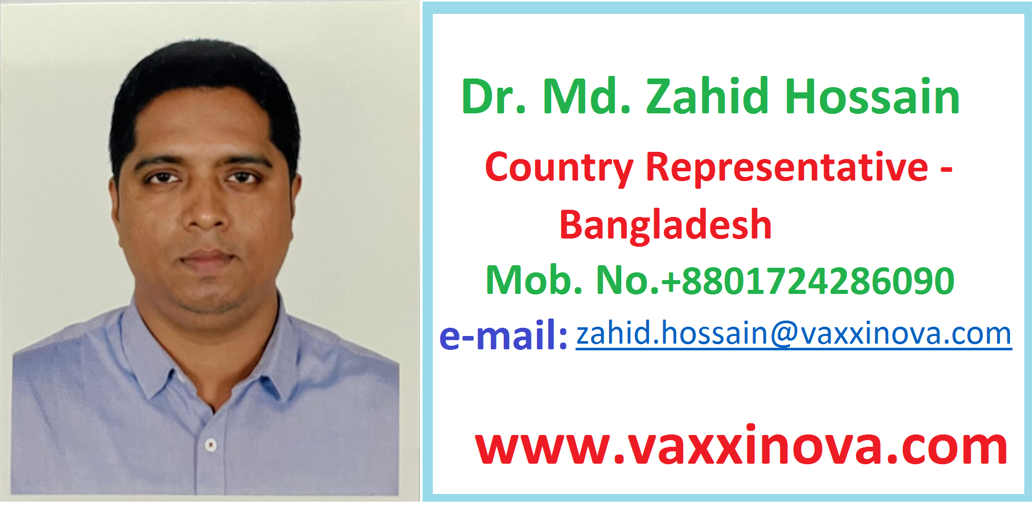 Vaxxinova Welcomes Dr. Zahid Hossain as it’s Country Representative in Bangladesh